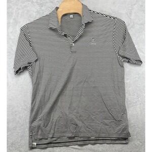 Peter Millar Golf Polo Striped Cotton Golf Shirt‎ DeBordieu Club Men's Size L